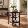Gale 42 Inch Round Counter Dining Table, 2 Open Shelves, Dark Brown Finish By Casagear Home