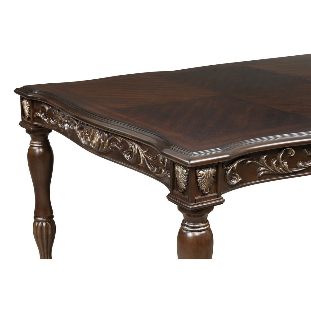 Mitch 76-94’’ Extendable Dining Table Scalloped Edge Brown by Casagear Home BM304820