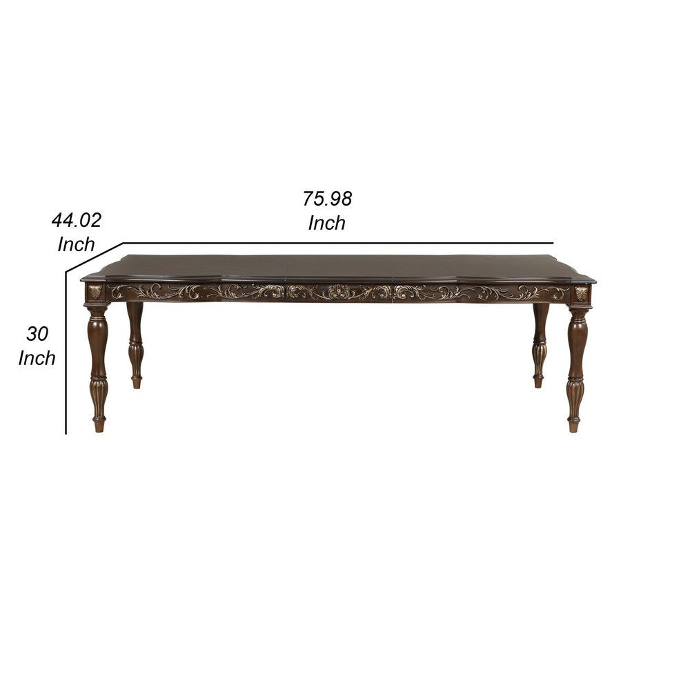 Mitch 76-94’’ Extendable Dining Table Scalloped Edge Brown by Casagear Home BM304820
