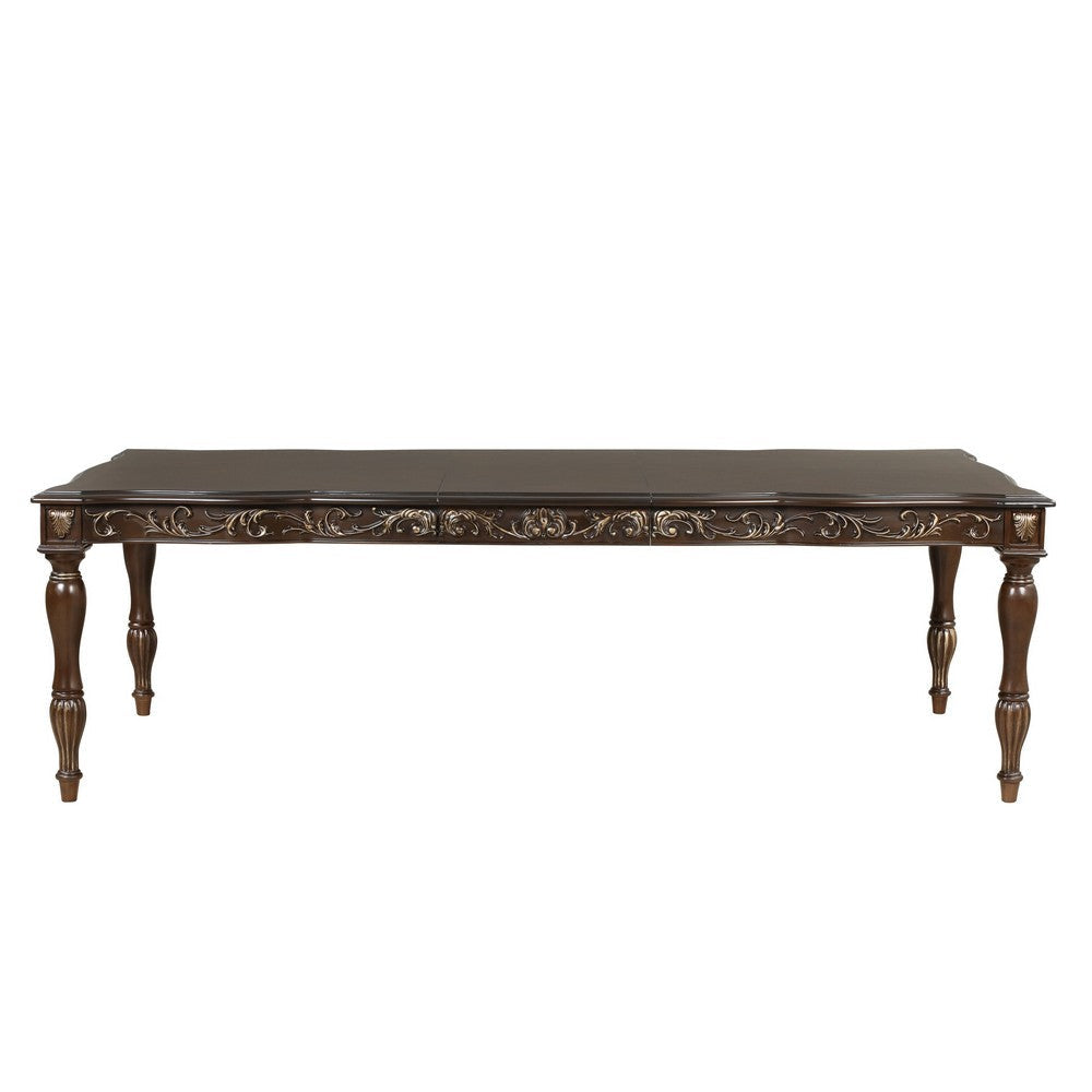 Mitch 76-94’’ Extendable Dining Table Scalloped Edge Brown by Casagear Home BM304820