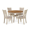 Beas 5 Piece Dining Table and Chair Set, Brown, Beige Wood, Fabric Seating By Casagear Home