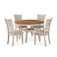 Beas 5 Piece Dining Table and Chair Set, Brown, Beige Wood, Fabric Seating By Casagear Home