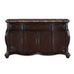 Cran 68 Inch Carved Server 3 Drawers 3 Cabinets Faux Marble Top Brown By Casagear Home BM304833