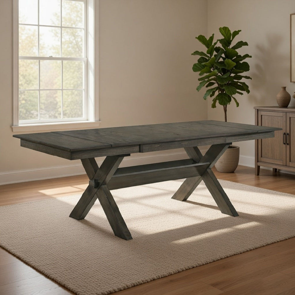 67"-95" Extendable Dining Table, Trestle Base, Rustic Brown by Casagear Home