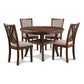 Aine 5 Piece Round Dining Table Chair Set Cherry Brown Wood Fabric Seat By Casagear Home BM304837