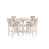 Aine 5 Piece Round Counter Dining Table Chair Set White Wood Fabric Seat By Casagear Home BM304838