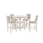 Aine 5 Piece Round Counter Dining Table, Chair Set, White Wood, Fabric Seat By Casagear Home