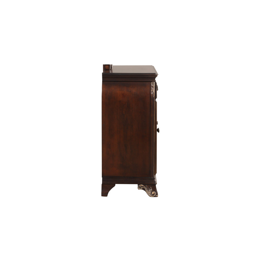 Mike 66 Inch Carved Buffet Server 2 Drawers 2 Cabinets Cherry Brown Wood By Casagear Home BM304855