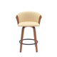 Oja 26 Inch Swivel Counter Stool Chair Cream Vegan Leather Walnut Brown By Casagear Home BM304899