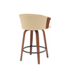 Oja 26 Inch Swivel Counter Stool Chair Cream Vegan Leather Walnut Brown By Casagear Home BM304899