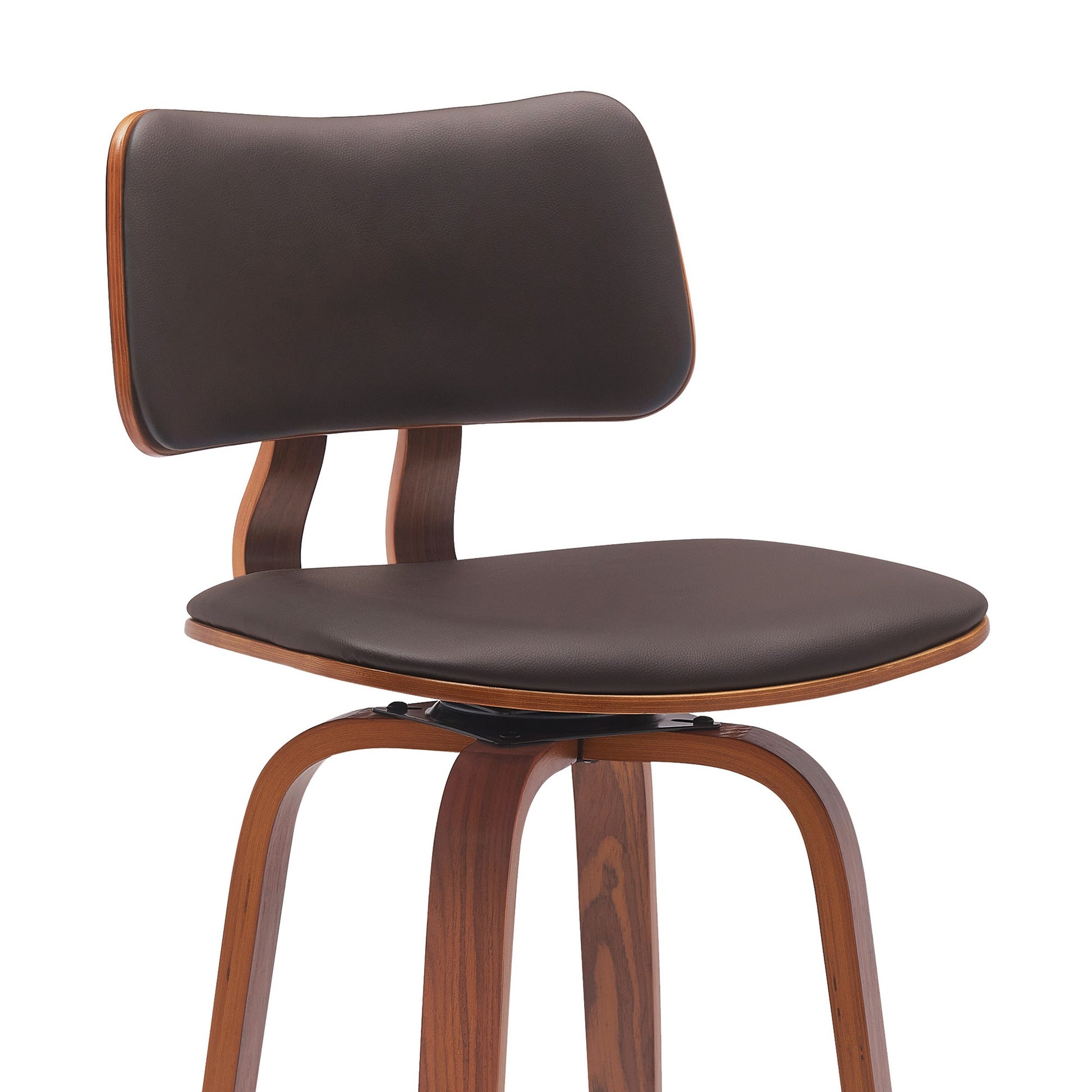 Pino 26 Inch Swivel Counter Stool Chair Faux Leather Walnut Brown Wood By Casagear Home BM304922