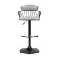 Nish 25-33 Inch Adjustable Barstool Chair Light Gray Fabric Black Frame By Casagear Home BM304937