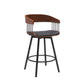 Vera 27 Inch Swivel Counter Stool Chair Brown Open Back Black Faux Leather By Casagear Home BM304939