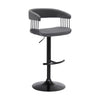 Arya Barstool Chair 24-33 Inch Adjustable Height Gray Faux Leather Black By Casagear Home BM304949