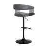 Arya Barstool Chair 24-33 Inch Adjustable Height Gray Faux Leather Black By Casagear Home BM304949