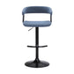 Arya Barstool Chair 24-33 Inch Adjustable Height Light Blue Fabric Black By Casagear Home BM304951