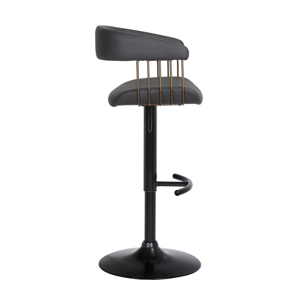 Arya Barstool Chair 24-33 Inch Adjustable Height Black Faux Leather By Casagear Home BM304953