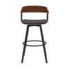 Vera 31 Inch Swivel Barstool Chair Curved Open Back Walnut Brown Black By Casagear Home BM304954