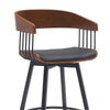 Vera 31 Inch Swivel Barstool Chair Curved Open Back Walnut Brown Black By Casagear Home BM304954