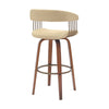 Maya 31 Inch Swivel Barstool Chair Cream Faux Leather Bronze Walnut Brown By Casagear Home BM304964