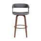 Maya 31 Inch Swivel Barstool Chair Gray Faux Leather Bronze Walnut Brown By Casagear Home BM304965