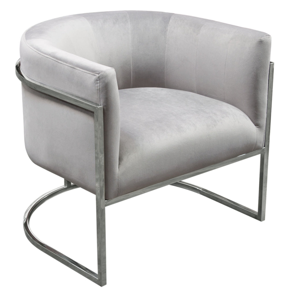 Kel 31 Inch Cantilever Accent Chair Gray Velvet Silver Stainless Steel By Casagear Home BM305034