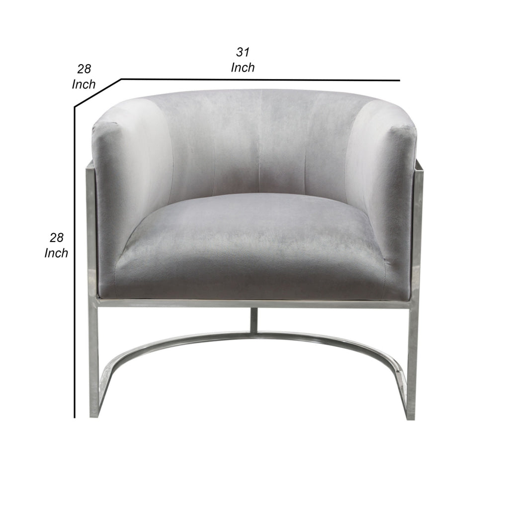 Kel 31 Inch Cantilever Accent Chair Gray Velvet Silver Stainless Steel By Casagear Home BM305034