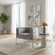Kel 31 Inch Cantilever Accent Chair, Gray Velvet, Silver Stainless Steel By Casagear Home