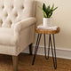 23 Inch Side End Table, Hairpin Legs, Natural Brown Acacia Wood, Black Base By Casagear Home