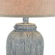 Leni 31 Inch Hydrocal Table Lamp, Drum Shade, Blue Gray Tall Urn Base  By Casagear Home
