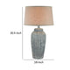 Leni 31 Inch Hydrocal Table Lamp, Drum Shade, Blue Gray Tall Urn Base  By Casagear Home