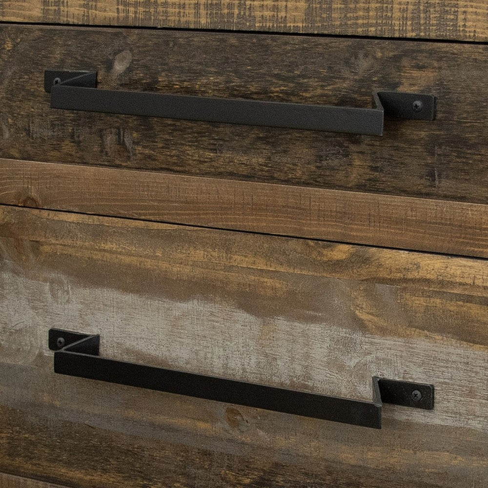 Peya 28 Inch Rustic Nightstand 2 Drawers Distress Gray Brown Pine Wood By Casagear Home BM305668