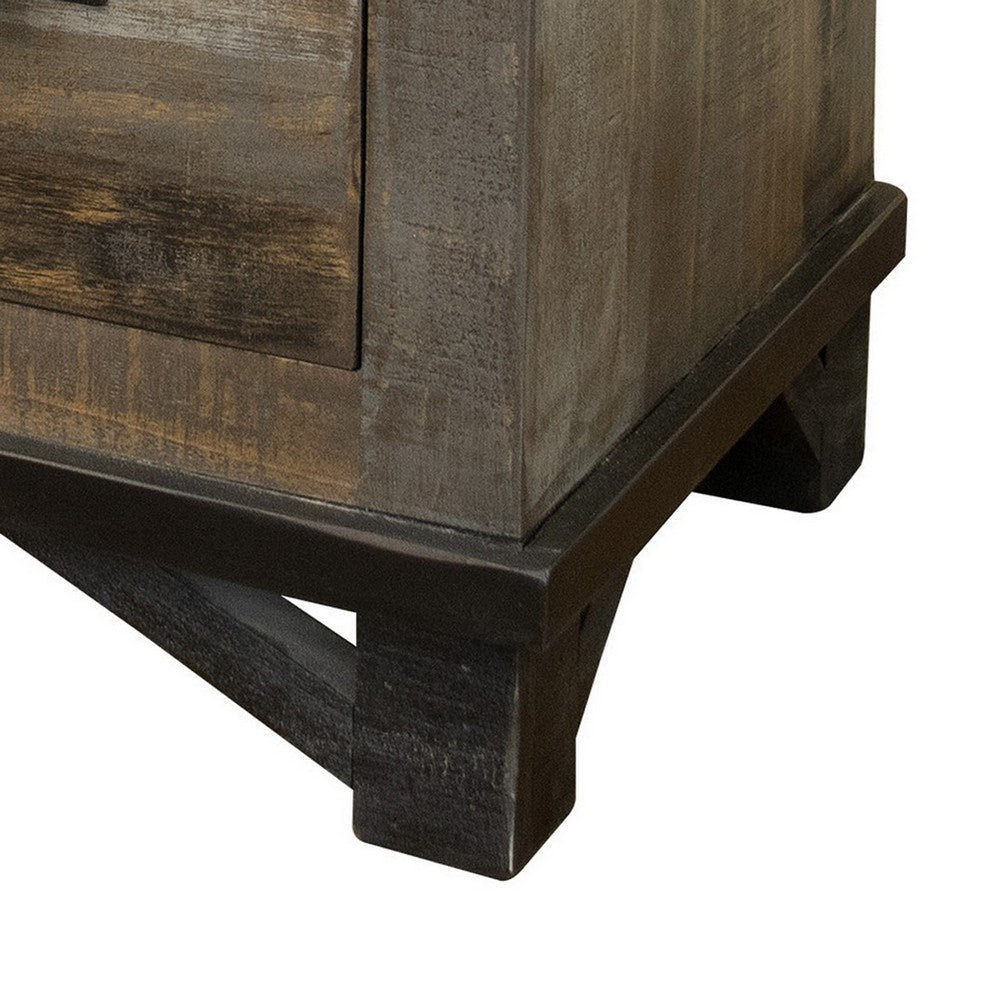 Peya 28 Inch Rustic Nightstand 2 Drawers Distress Gray Brown Pine Wood By Casagear Home BM305668
