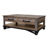 Peya 50 Inch 4 Drawer Coffee Table Shelf Distressed Gray Brown Pine Wood By Casagear Home BM305687