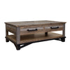 Peya 50 Inch 4 Drawer Coffee Table Shelf Distressed Gray Brown Pine Wood By Casagear Home BM305687