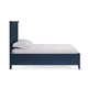Fritz Queen Size Bed Three Panel Design Beveled Top Solid Wood Blue