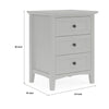 Fritz 30 Inch Bedside Nightstand 3 Drawers Black Round Handles Gray Wood BM305989