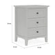 Fritz 30 Inch Bedside Nightstand 3 Drawers Black Round Handles Gray Wood BM305989