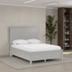 Fritz Queen Size Bed, Three Panel Design, Beveled Top, Gray Solid Wood