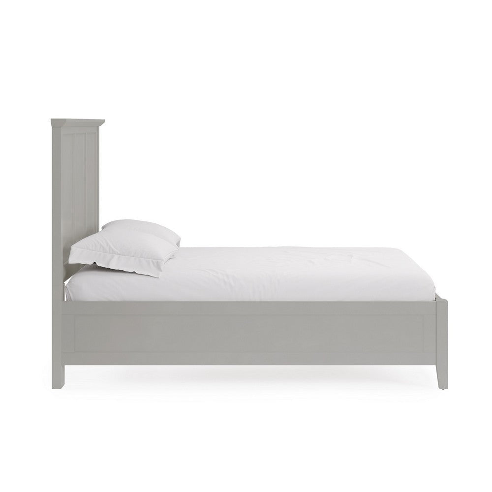 Fritz California King Bed Three Panel Design Beveled Top Gray Solid Wood BM305992