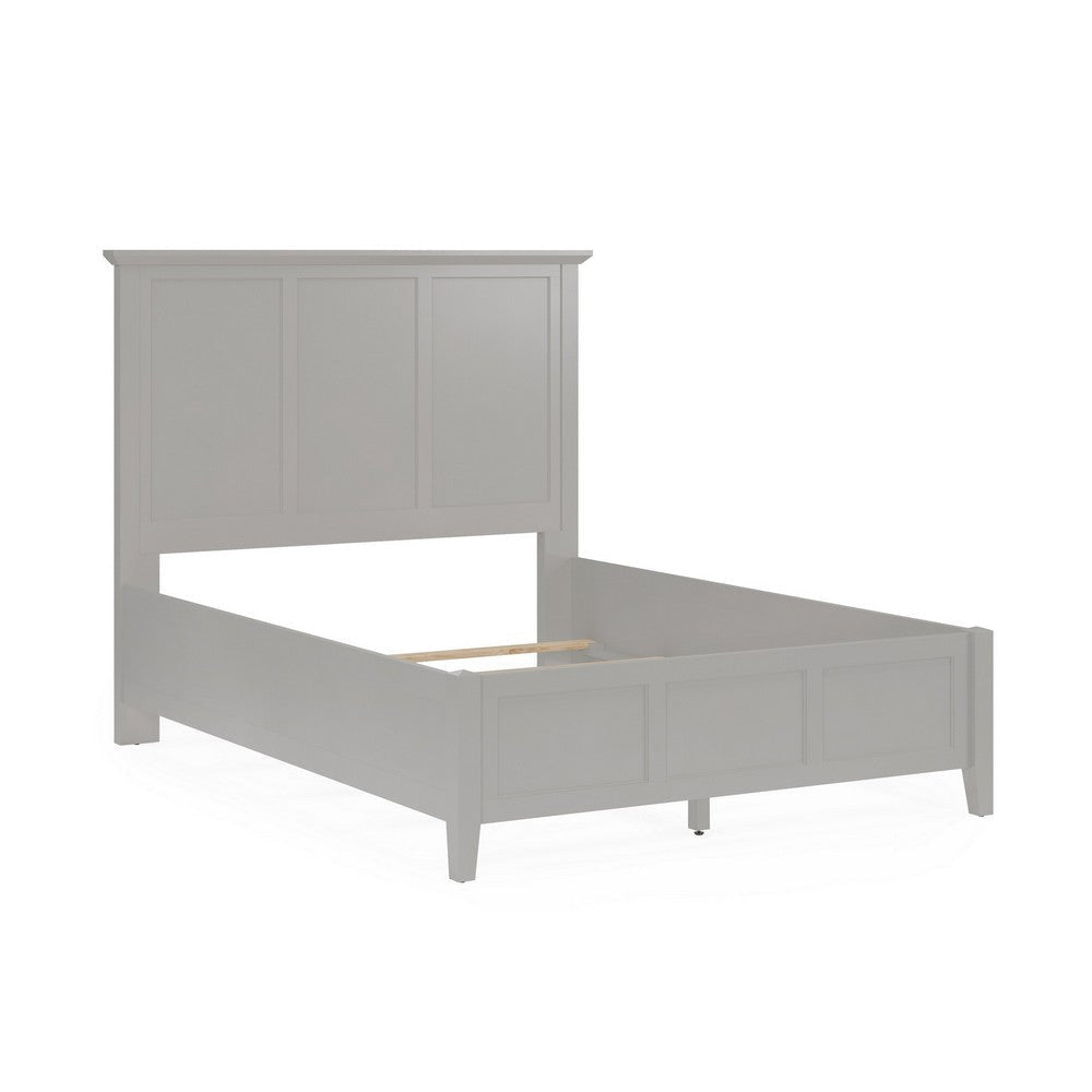 Fritz King Size Bed Three Panel Design Beveled Top Gray Solid Wood