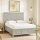 Fritz King Size Bed, Three Panel Design, Beveled Top, Gray Solid Wood