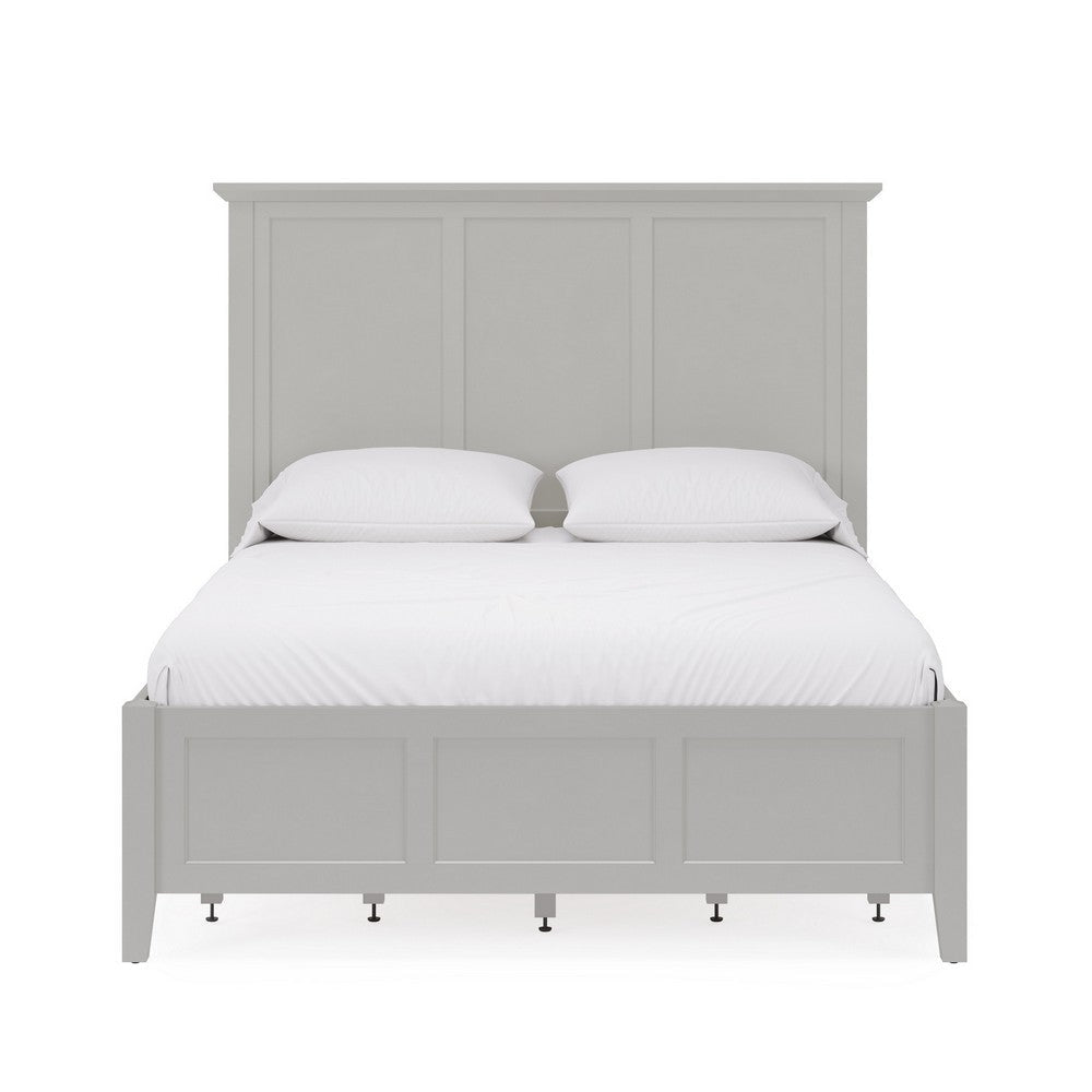 Fritz Queen Size Storage Bed Three Panel Beveled Top Light Gray Wood BM305995