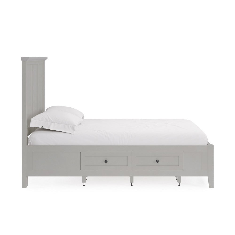 Fritz Queen Size Storage Bed Three Panel Beveled Top Light Gray Wood BM305995