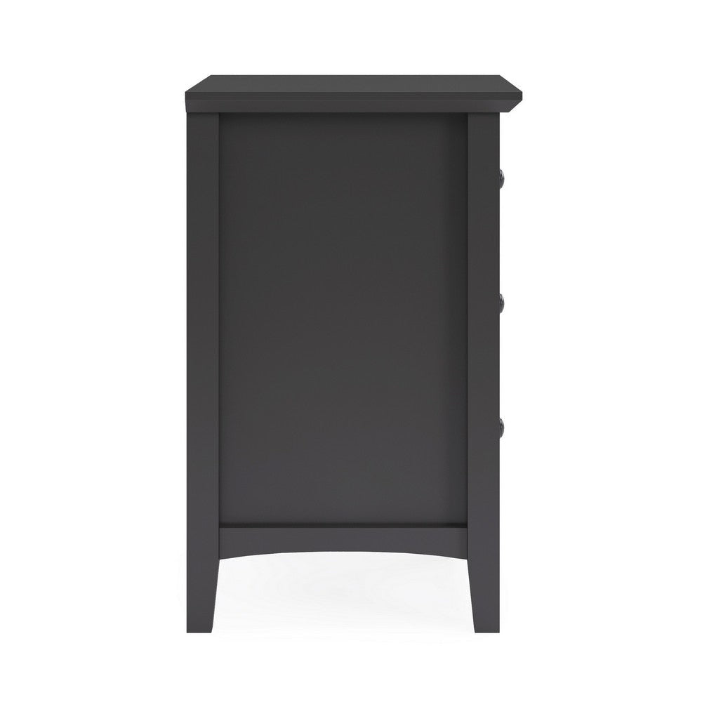 Fritz 30 Inch Bedside Nightstand 3 Drawer Round Handles Black Solid Wood BM305996