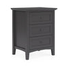Fritz 30 Inch Bedside Nightstand 3 Drawer Round Handles Black Solid Wood BM305996