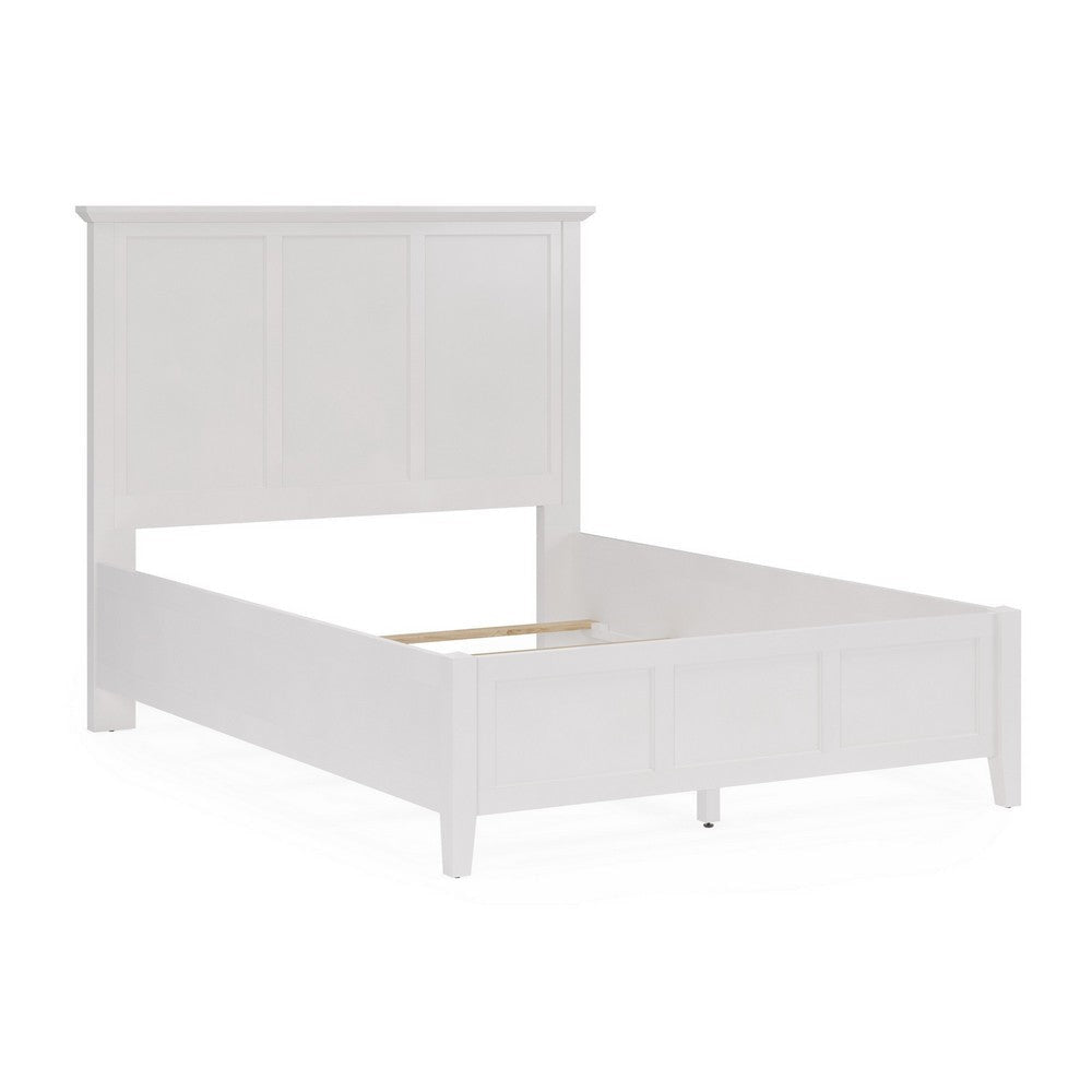 Fritz King Size Bed Three Panel Design Beveled Top Brilliant White Wood