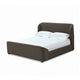 Keni Queen Size Platform Bed, Soft Brown Boucle Upholstery, Curved Design