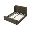 Keni Queen Size Platform Bed Soft Brown Boucle Upholstery Curved Design BM306012