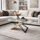 Aeon 72 Inch Dining Table, Glass Top, Wood, Metal Base, Brown, Black